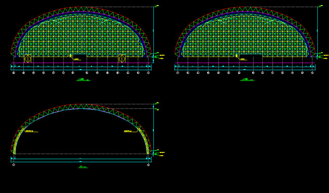 长春跨度110米，拱高35_7米煤棚网架